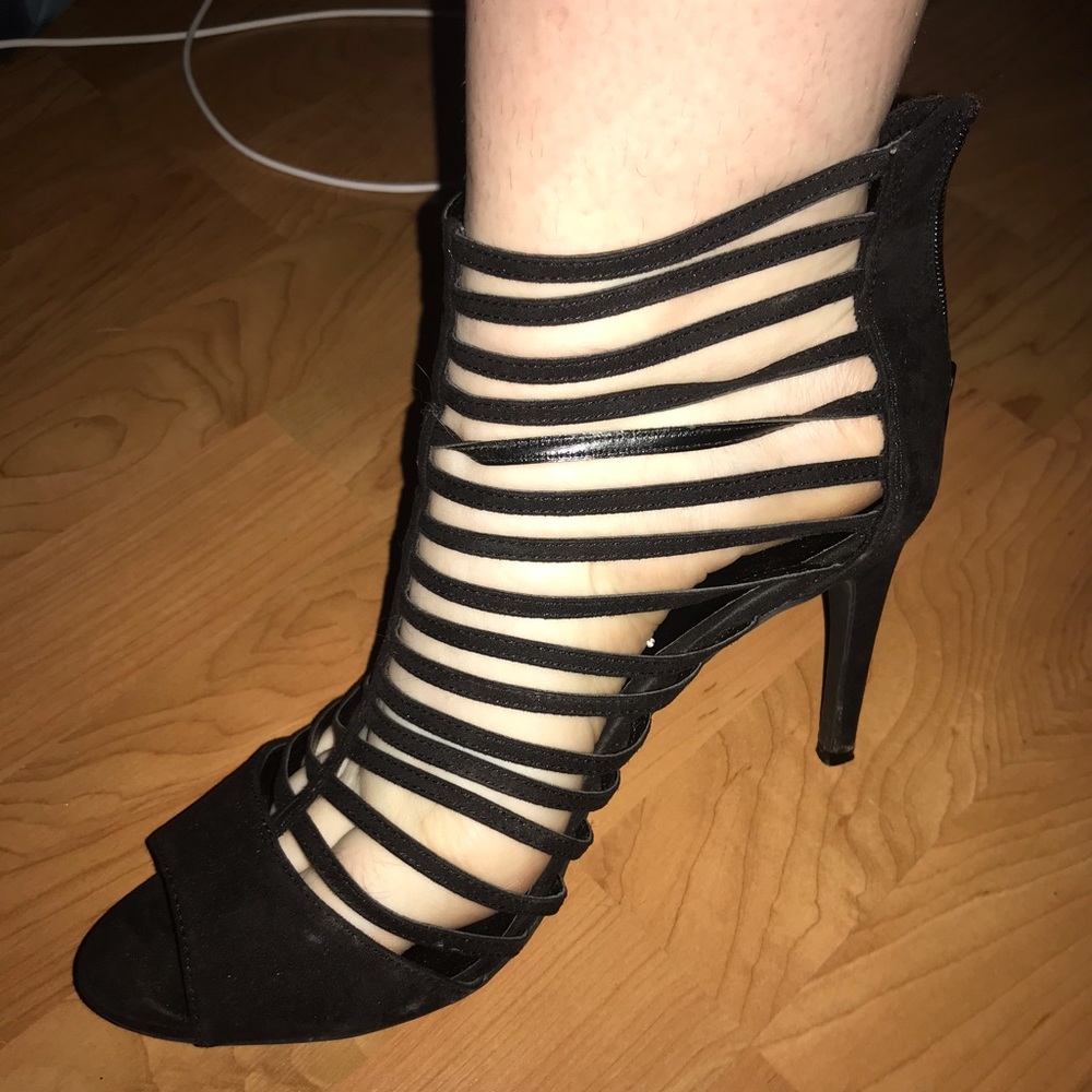 Black ankle high heels